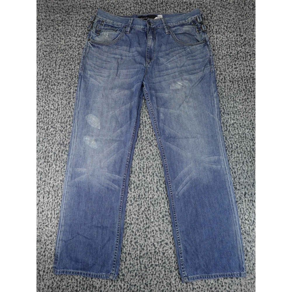 Rocawear Jeans Mens W38 Blue Medium Wash Relaxed Fit Embroidered Y2K Streetwear